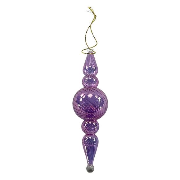 Glass Christmas Ornament Spire Finial 7" Purple Swirl  Quality Decor Egyptian - Picture 1 of 8